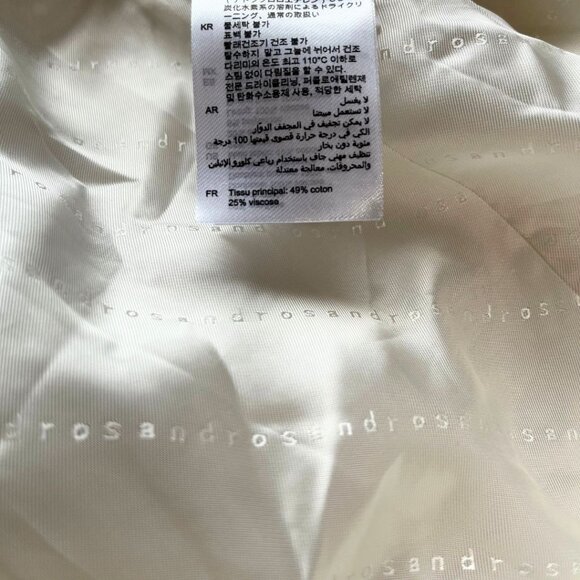 NWT SANDRO TRUMAN TWEED BELTED BLAZER JACKET IN ECRU - Picture 9 of 10